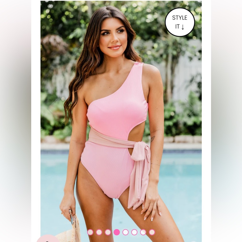 Pink Lily One-Shoulder Mauve Pink Swimsuit